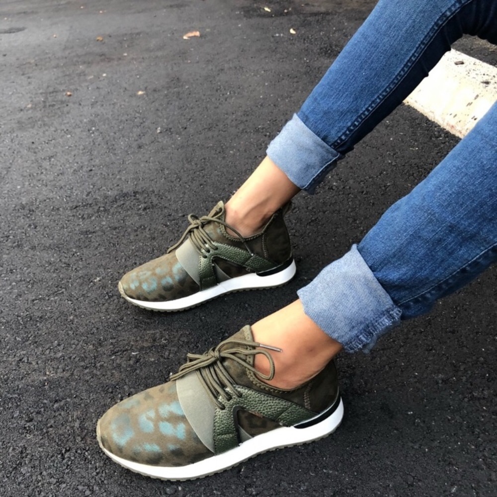 Metallic Green Leopard Sneakers - Picture 3 of 8